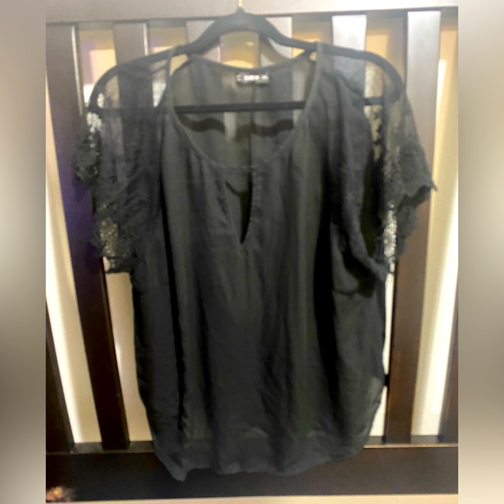 Black flower blouse